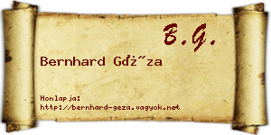 Bernhard Géza névjegykártya